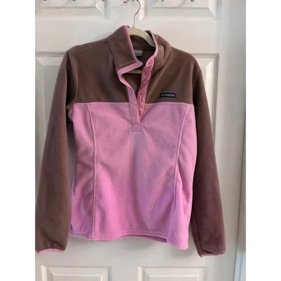Columbia women's fleece Pink and light brown half snap pullover size Small NWT - Picture 9 of 9